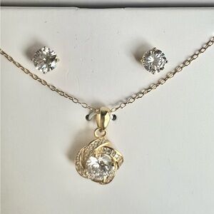 NIB Giani Bernini Gold and Silver Cubic Zirconia Necklace Set